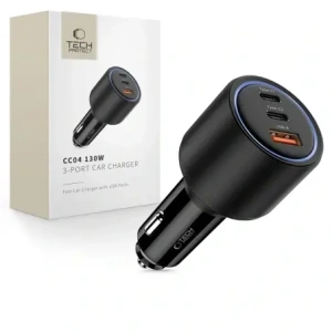 Wholesale Tech-Protect CC04 3-port Car Charger USB-A, 2xUSB-C PD 130W Black - THP4082 - {ean13} - Hurt