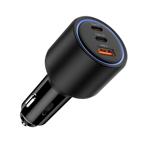 Ładowarka samochodowa Tech-Protect CC04 3-port Car Charger USB-A, 2xUSB-C PD 130W Black