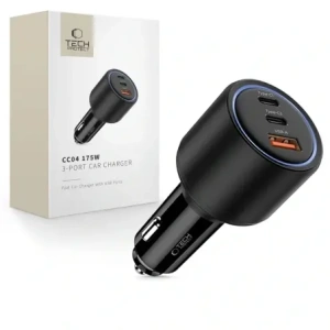 Wholesale Tech-Protect CC04 3-port Car Charger USB-A, 2xUSB-C PD 175W Black - THP4083 - {ean13} - Hurt