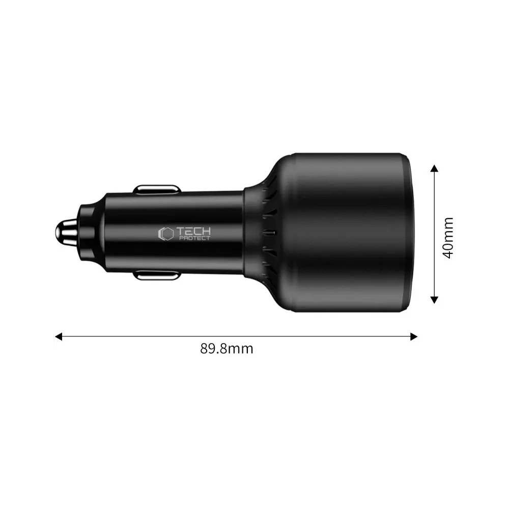 Wholesale Tech-Protect CC04 3-port Car Charger USB-A, 2xUSB-C PD 175W Black - THP4083 - {ean13} - Hurt