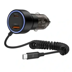 Wholesale Tech-Protect CC05 2-port Car Charger USB-A, USB-C PD 60W + USB-C Cable Black - THP4084 - {ean13} - Hurt