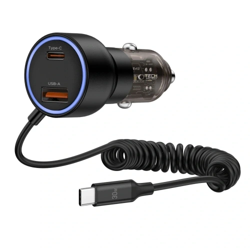 Ładowarka samochodowa Tech-Protect CC05 2-port Car Charger USB-A, USB-C PD 60W + USB-C Cable Black