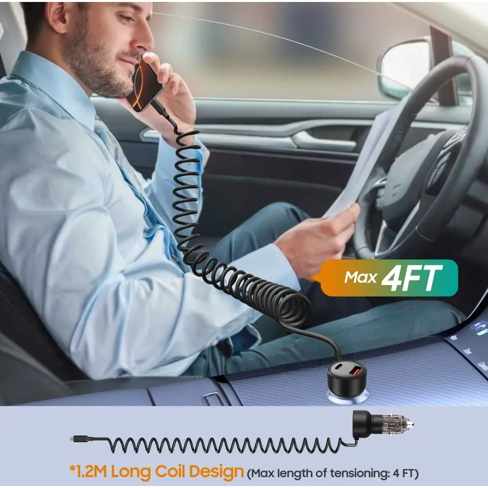 Wholesale Tech-Protect CC05 2-port Car Charger USB-A, USB-C PD 60W + USB-C Cable Black - THP4084 - {ean13} - Hurt