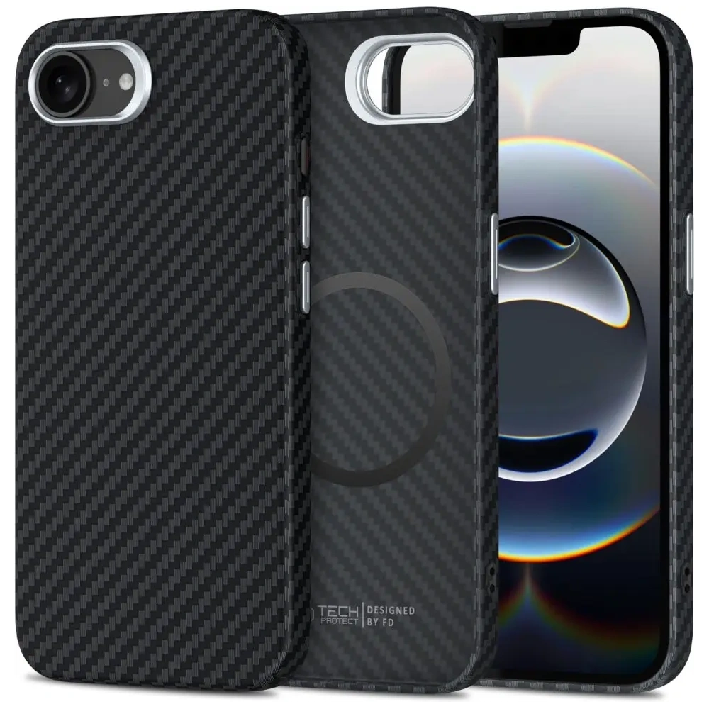 Hurtownia GSM - Etui Tech-Protect Ion Carbon MagSafe Apple iPhone 16e Negru/silver - THP4086 - {ean13} - Hurt