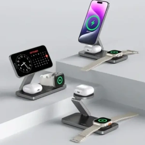 Hurtownia GSM - Vezeték nélküli töltő 3w1 Tech-Protect QI15W-A47 3in1 Magnetic MagSafe vezeték nélküli töltő Fekete - THP4098 - {ean13} - Hurt