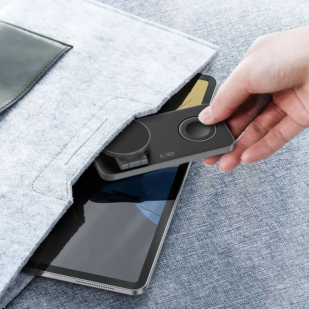 Hurtownia GSM - Vezeték nélküli töltő 3w1 Tech-Protect QI15W-A47 3in1 Magnetic MagSafe vezeték nélküli töltő Fekete - THP4098 - {ean13} - Hurt