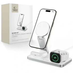 Hurtownia GSM - Vezeték nélküli töltő 3w1 Tech-Protect QI15W-A47 3in1 Magnetic MagSafe Wireless Charger White - THP4099 - {ean13} - Hurt