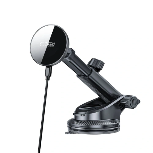 Uchwyt samochodowy na kokpit / do kratki z ładowarką bezprzewodową Tech-Protect MM15W-V10 Magnetic MagSafe Dashboard & Vent Car Mount Wireless Charger 15W Black