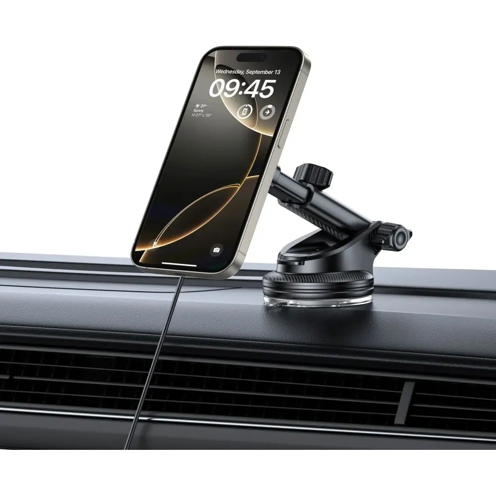 Hurtownia GSM - Auto-Halterung für das Armaturenbrett / für den Lüftungsschlitz mit kabellosem Ladegerät Tech-Protect MM15W-V10 Magnetic MagSafe Armaturenbrett- und Lüftungshalter kabelloses Ladegerät 15W Schwarz - THP4100 - {ean13} - Hurt