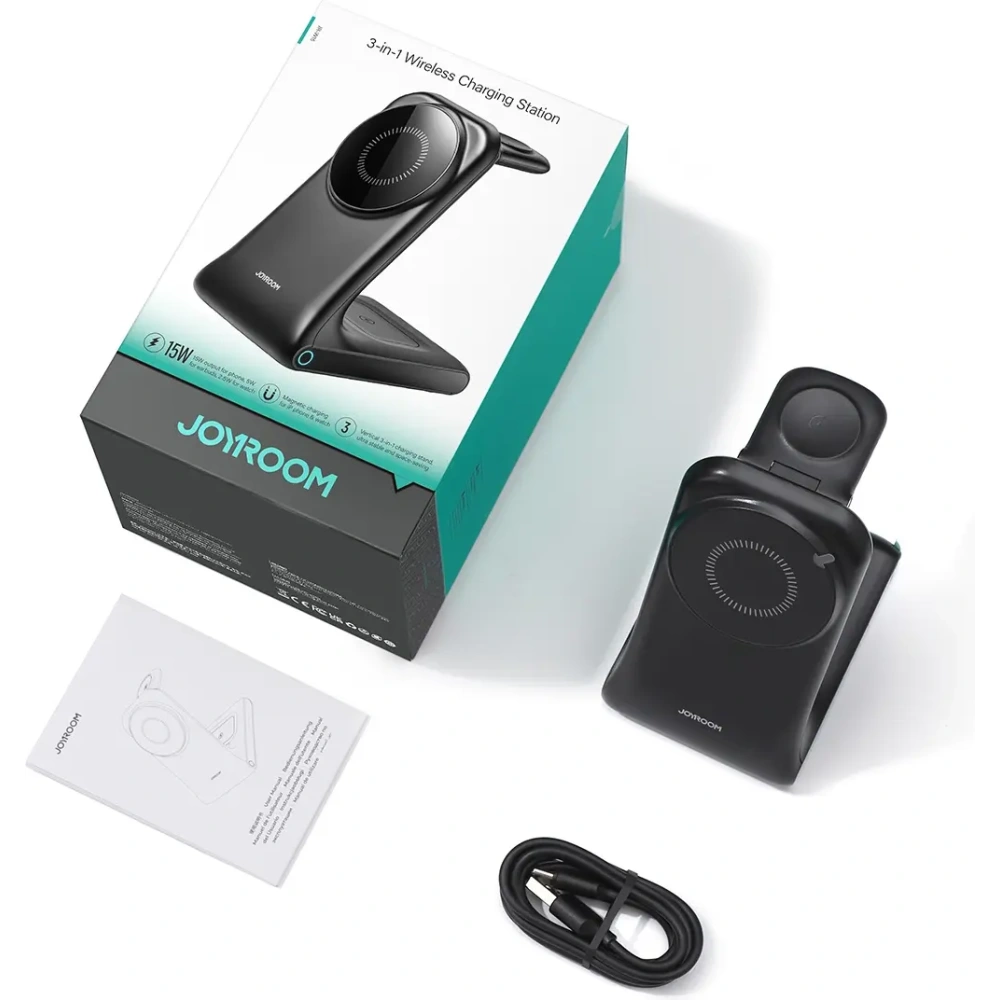 Hurtownia GSM - Vezeték nélküli töltő 3w1 Joyroom JR-W15 MagSafe fekete - JYR1239 - {ean13} - Hurt