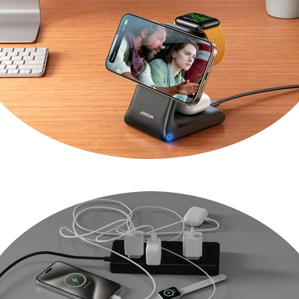 Hurtownia GSM - Vezeték nélküli töltő 3w1 Joyroom JR-W15 MagSafe fekete - JYR1239 - {ean13} - Hurt