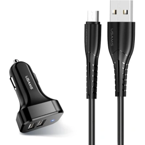 Hurtownia GSM - [CR] USAMS C13 2xUSB 2,1A microUSB autós töltő fekete/black NTU35MC13TZ - OT-881 - {ean13} - Hurt