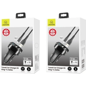 Hurtownia GSM - [CR] USAMS C13 2xUSB 2,1A microUSB autós töltő fekete/black NTU35MC13TZ - OT-881 - {ean13} - Hurt