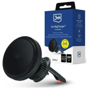 Hurtownia GSM - 3MK Autó MagCharger 15W Fekete Vezeték nélküli Töltő Autós Tartó Légbeömlőkhoz - 3MK15933 - {ean13} - Hurt