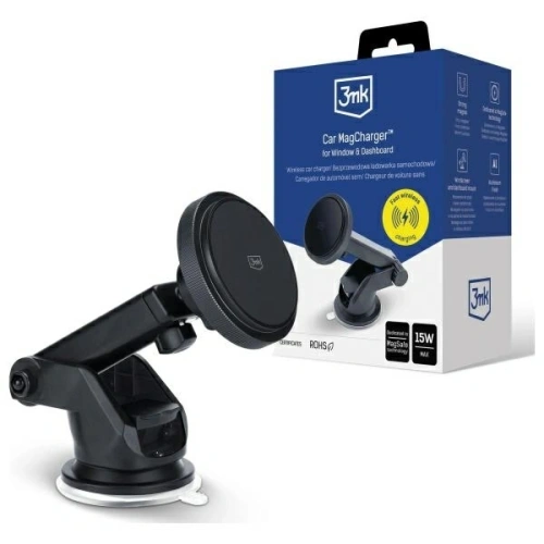 Uchwyt samochodowy na kokpit z ładowaniem bezprzewodowym 3MK Car MagCharger 15W czarny