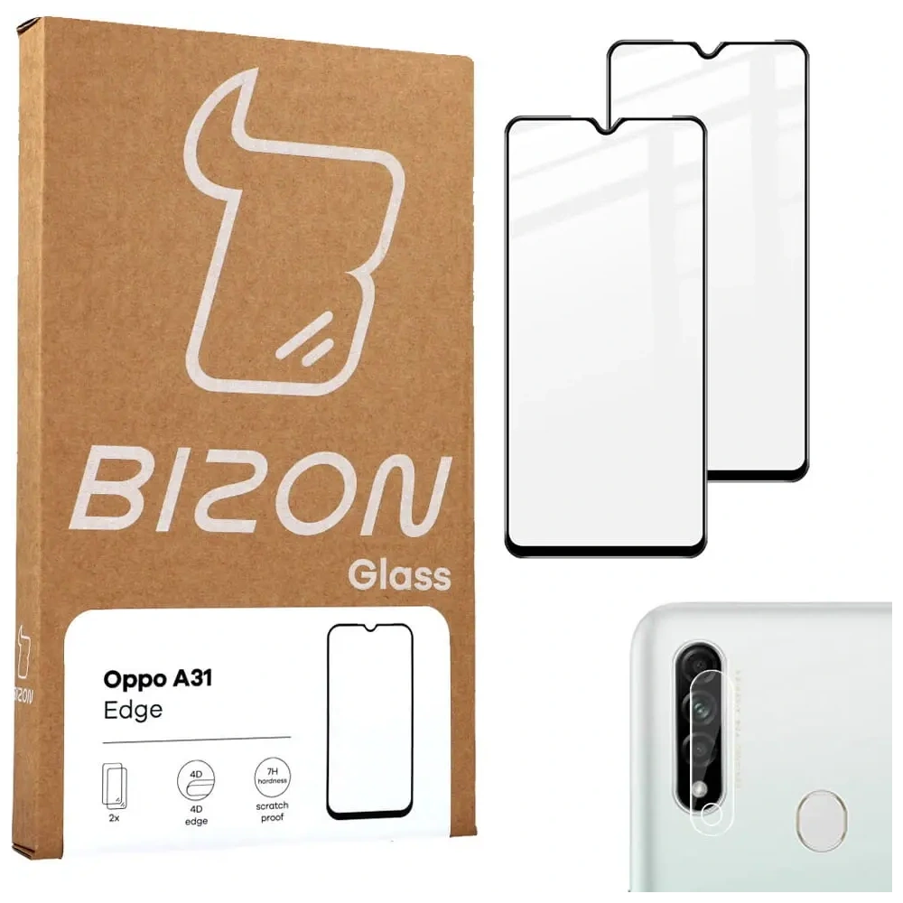 Wholesale Bizon Edge 2 Pack 2x tempered glass + 1x lens protection Oppo A31 - BIZ8935 - {ean13} - Hurt
