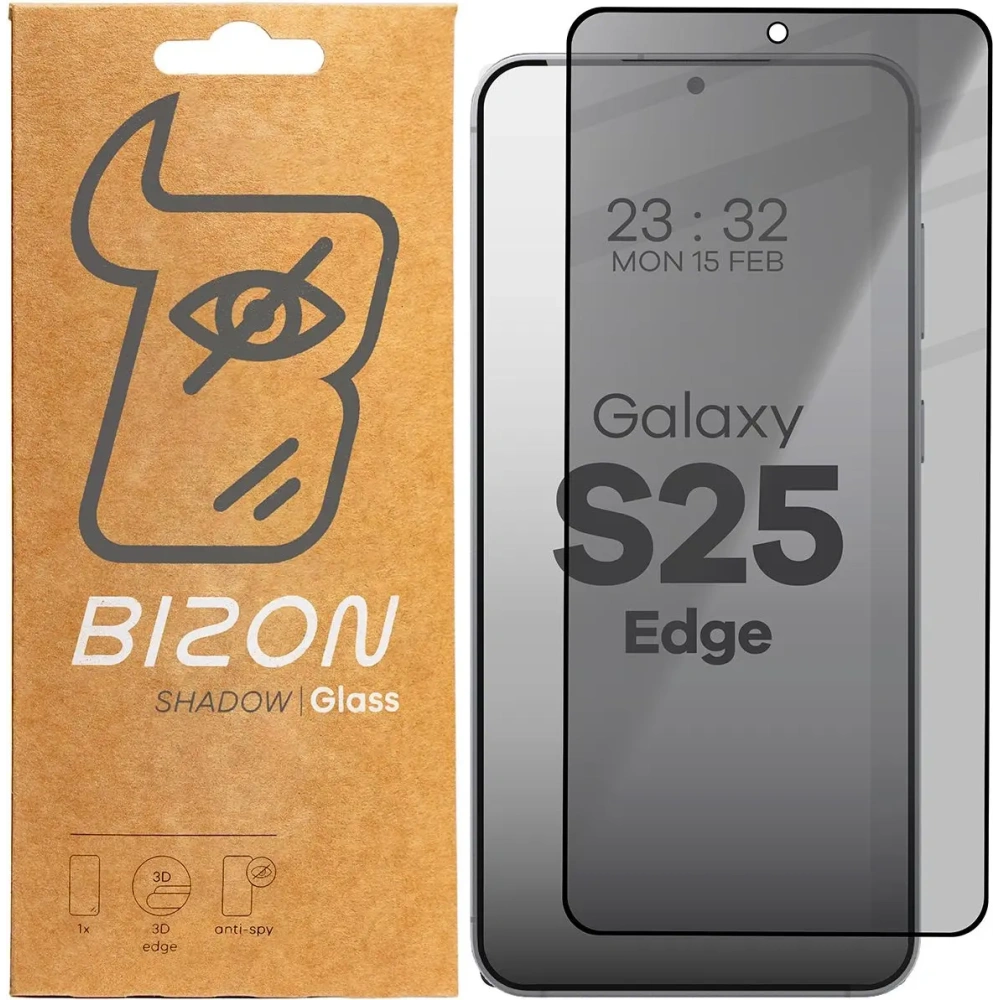 Wholesale Bizon Glass Edge Shadow Samsung Galaxy S25 Edge tinted with a black frame - BIZ8936 - {ean13} - Hurt