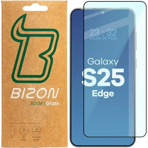 Szkło hartowane Bizon Glass Edge do Samsung Galaxy S25 Edge czarna ramka