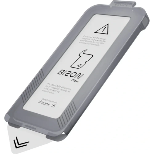 Szkło hartowane z ramką do łatwej aplikacji Bizon Glass Aplikator do Apple iPhone 16 [2 PACK]
