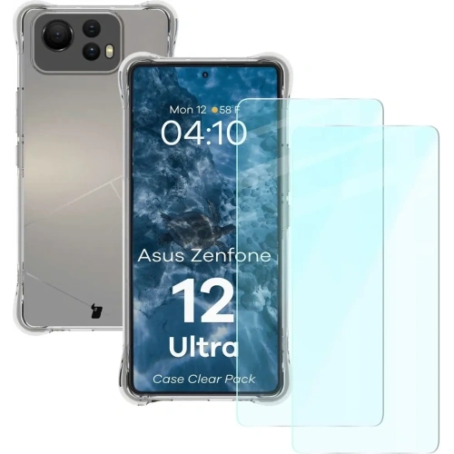 Etui + 2x szkło na ekran Bizon Case Clear Pack do Asus Zenfone 12 Ultra przezroczyste