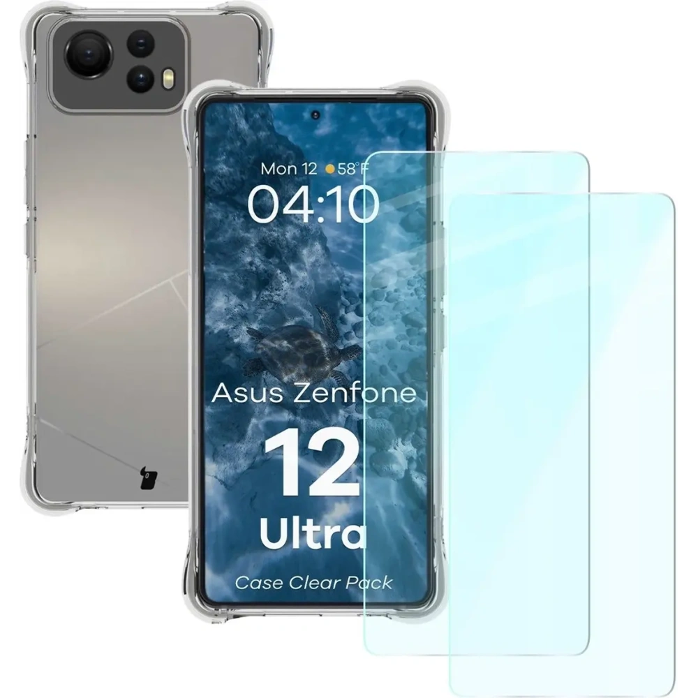 Hurtownia GSM - Bizon Case Clear Pack carcasă + 2x sticlă pentru ecran Asus Zenfone 12 Ultra clară - BIZ8960 - {ean13} - Hurt