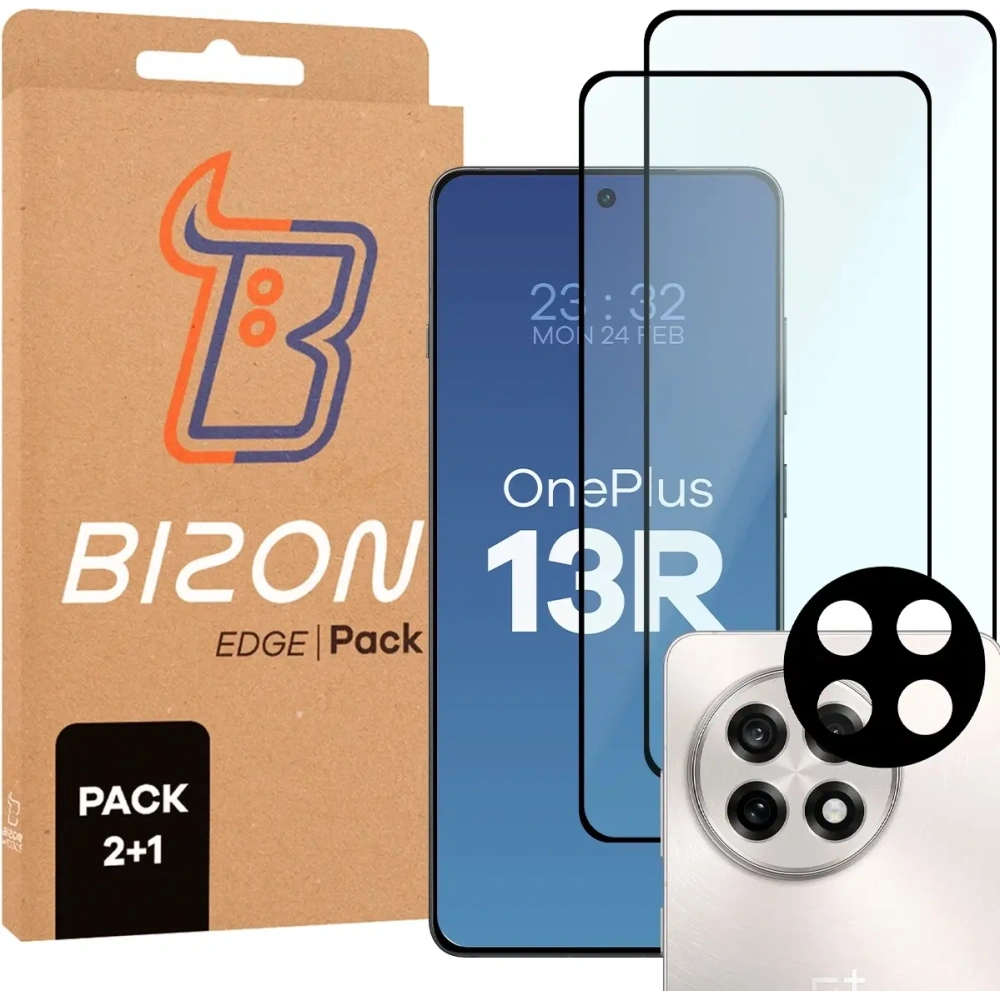 Hurtownia GSM - 2x szkło na ekran + 1x na aparat Bizon Edge 2 Pack do OnePlus 13R - BIZ8964 - {ean13} - Hurt