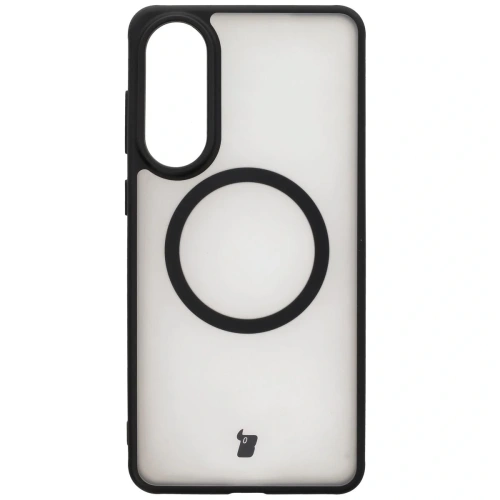 Etui z pierścieniem magnetycznym Bizon Case MatteO do Samsung Galaxy S25 Edge przydymione-czarne