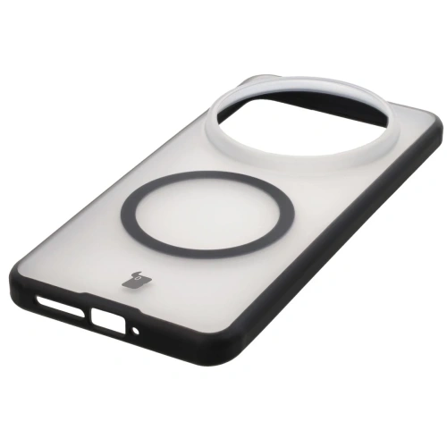 Etui z pierścieniem magnetycznym Bizon Case MatteO do Xiaomi 15 Ultra przydymione-czarne