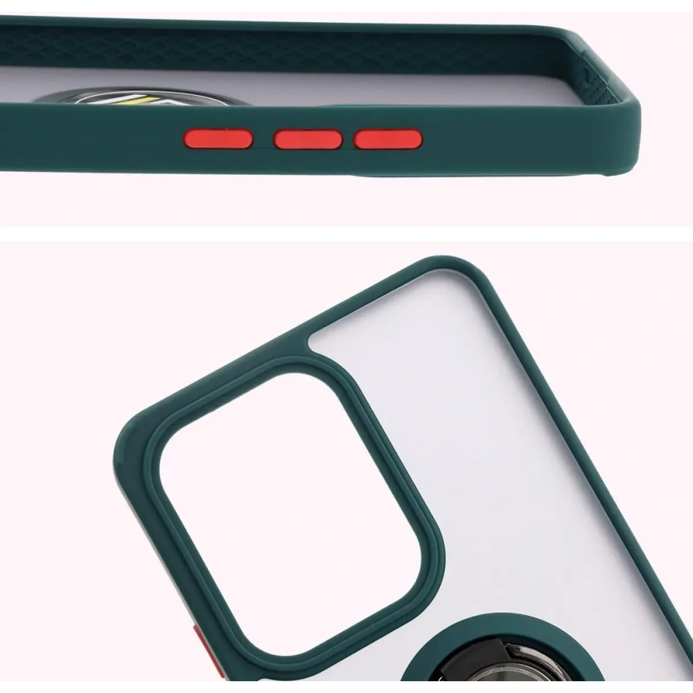 Hurtownia GSM - Bizon Case Hybrid Ring Oppo Reno13 F / FS fumuriu cu un cadru verde închis. - BIZ8991 - {ean13} - Hurt