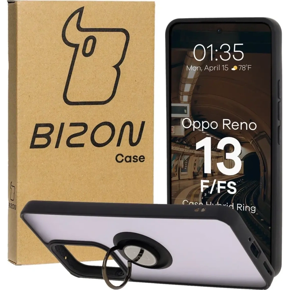 Wholesale Bizon Case Hybrid Ring Oppo Reno13 F / FS smoked with a black frame - BIZ8992 - {ean13} - Hurt