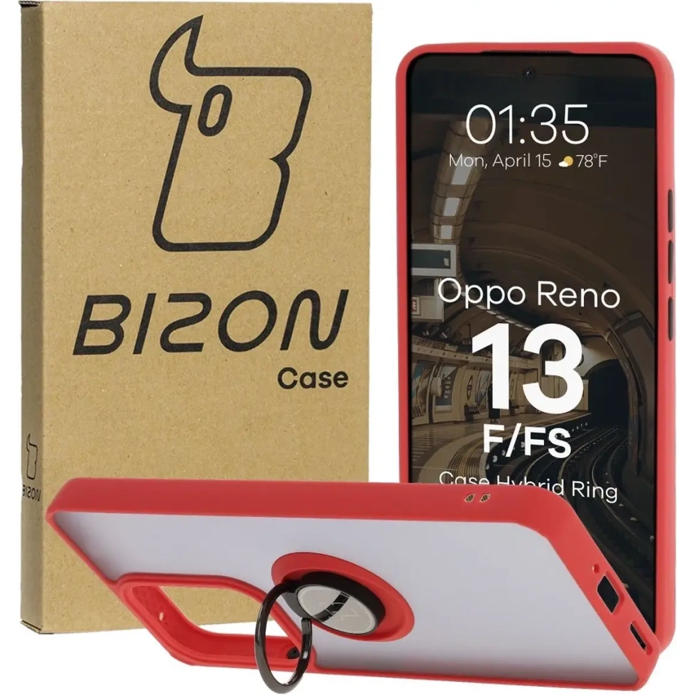 Hurtownia GSM - Bizon Case Hybrid Ring Oppo Reno13 F / FS rauchig mit rotem Rahmen - BIZ8993 - {ean13} - Hurt