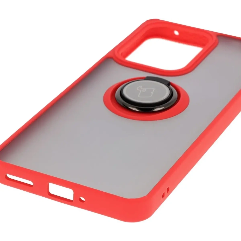 Hurtownia GSM - Etui z uchwytem na palec Bizon Case Hybrid Ring do Oppo Reno13 F / FS przydymione z czerwoną ramką - BIZ8993 - {ean13} - Hurt