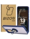 Etui z uchwytem na palec Bizon Case Hybrid Ring do Oppo Reno13 F / FS przydymione z granatową ramką