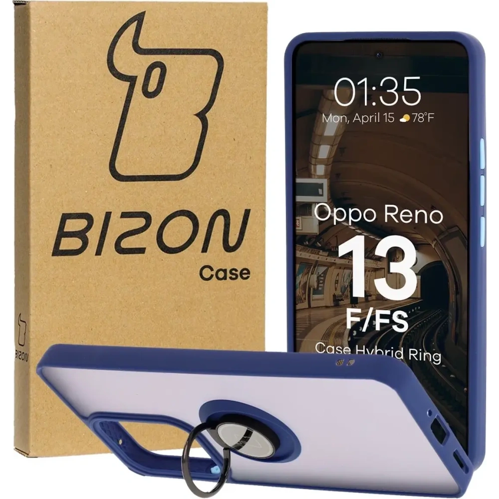 Hurtownia GSM - Bizon Case Hybrid Gyűrű Oppo Reno13 F / FS füstös színben, tengerészkék kerettel - BIZ8994 - {ean13} - Hurt