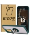 Etui z uchwytem na palec Bizon Case Hybrid Ring do Oppo Reno13 przydymione z ciemnozieloną ramką