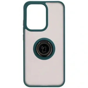 Bizon Case Hybrid Ring Oppo Reno13 smoky with a dark green frame
