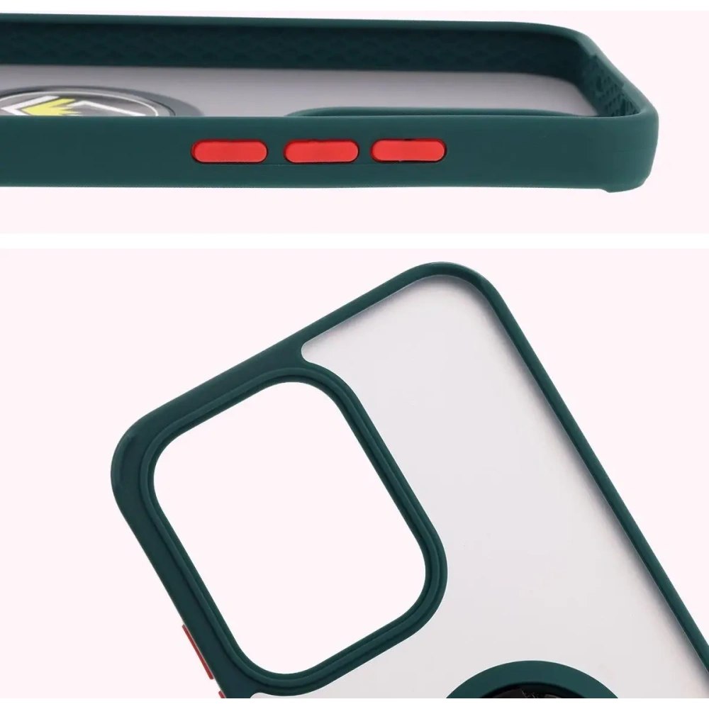 Wholesale Bizon Case Hybrid Ring Oppo Reno13 smoky with a dark green frame - BIZ8995 - {ean13} - Hurt