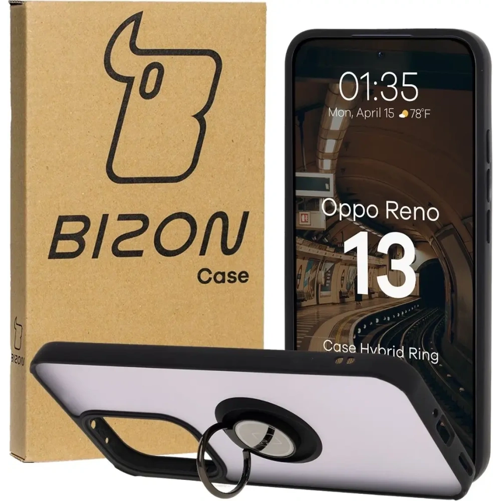 Wholesale Bizon Case Hybrid Ring Oppo Reno13 smoky with a black frame - BIZ8996 - {ean13} - Hurt
