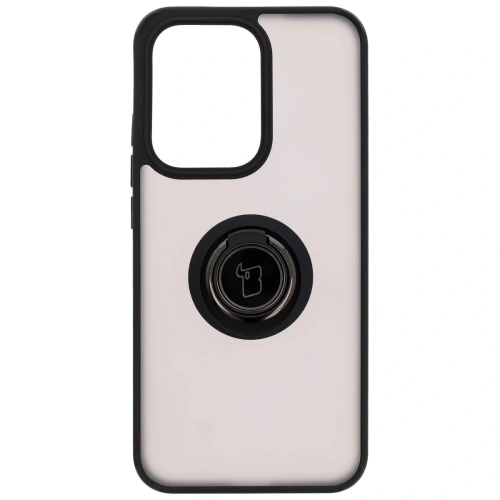 Etui z uchwytem na palec Bizon Case Hybrid Ring do Oppo Reno13 przydymione z czarną ramką