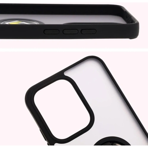 Etui z uchwytem na palec Bizon Case Hybrid Ring do Oppo Reno13 przydymione z czarną ramką