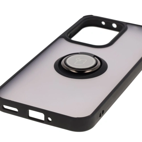Etui z uchwytem na palec Bizon Case Hybrid Ring do Oppo Reno13 przydymione z czarną ramką