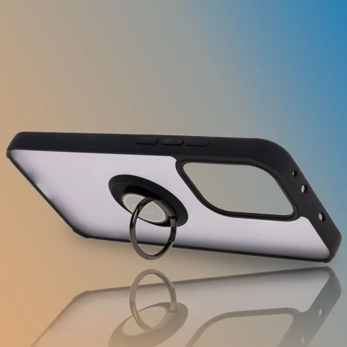 Etui z uchwytem na palec Bizon Case Hybrid Ring do Oppo Reno13 przydymione z czarną ramką
