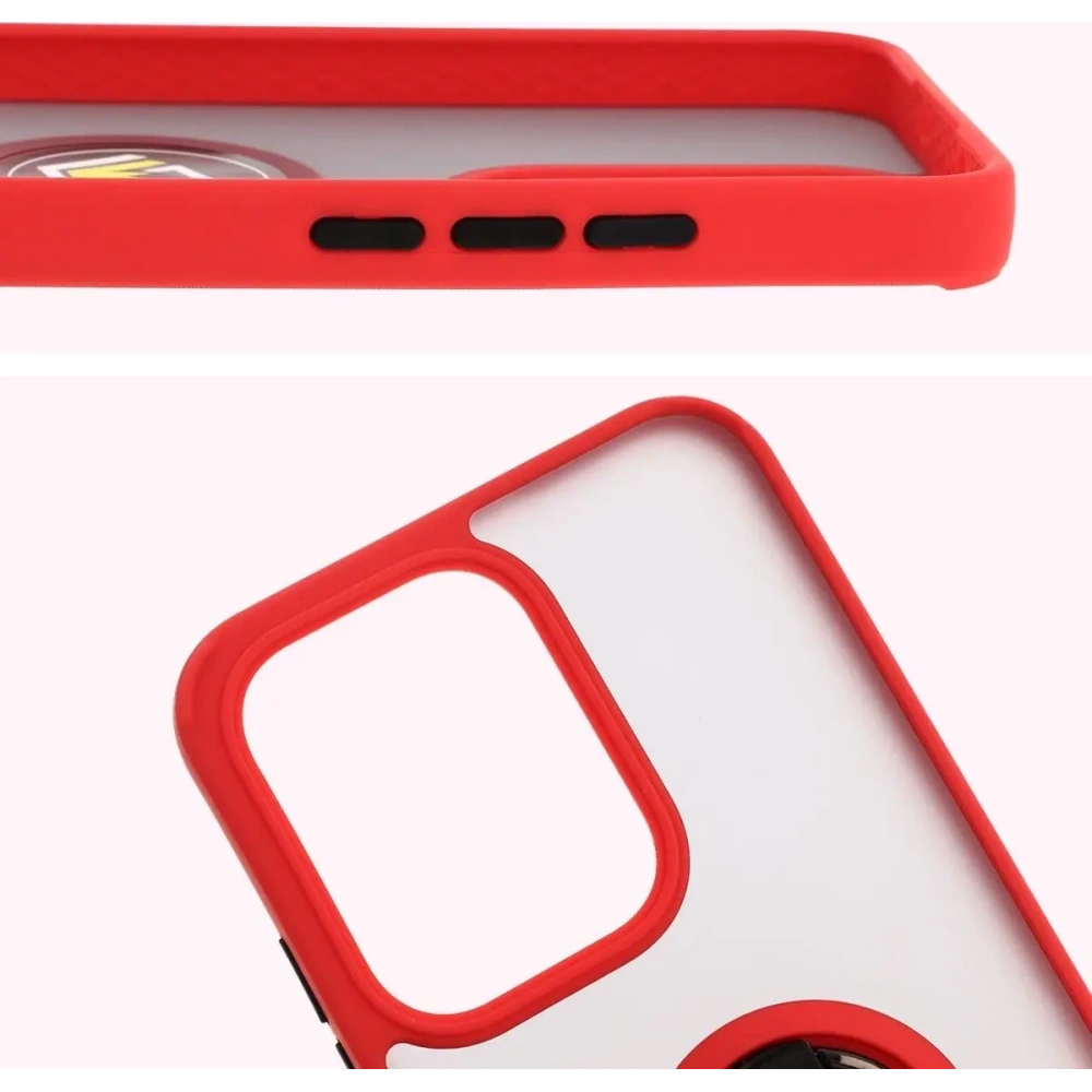 Wholesale Bizon Case Hybrid Ring Oppo Reno13 smoky with a red frame - BIZ8997 - {ean13} - Hurt