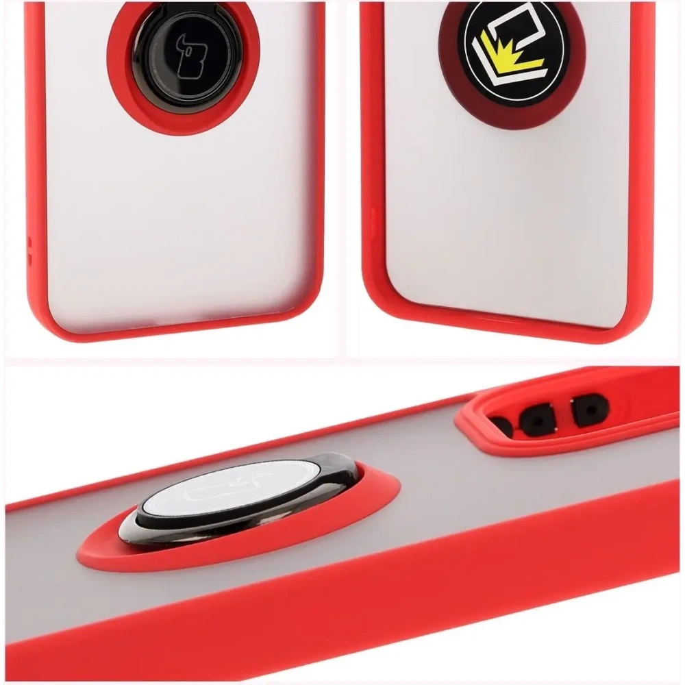 Wholesale Bizon Case Hybrid Ring Oppo Reno13 smoky with a red frame - BIZ8997 - {ean13} - Hurt