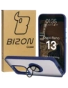 Etui z uchwytem na palec Bizon Case Hybrid Ring do Oppo Reno13 przydymione z granatową ramką