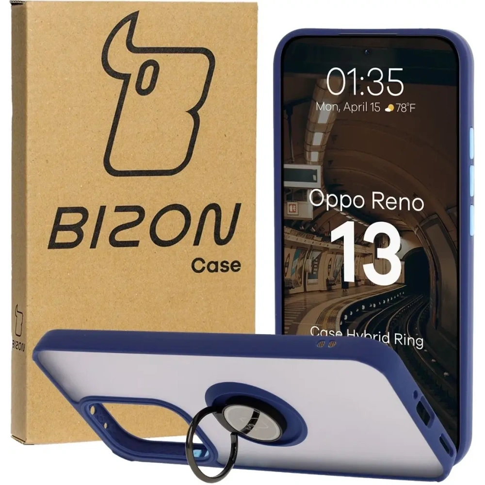 Wholesale Bizon Case Hybrid Ring Oppo Reno13 smoky with a blue frame - BIZ8998 - {ean13} - Hurt