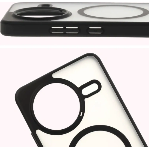 Etui z pierścieniem magnetycznym Bizon Case MatteO do Xiaomi Poco F7 Pro przydymione-czarne