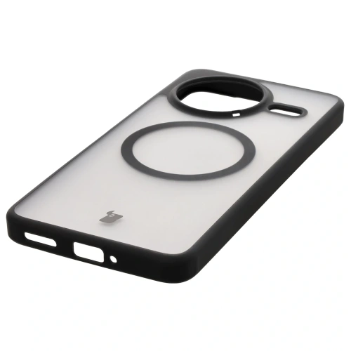 Etui z pierścieniem magnetycznym Bizon Case MatteO do Xiaomi Poco F7 Pro przydymione-czarne