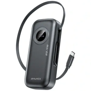 Hurtownia GSM - AWEI PA-9 10000mAh 22,5W powerbanka s odnímatelným USB-C kabelem černá - AWEI249 - {ean13} - Hurt
