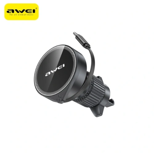 Uchwyt samochodowy do kratki z ładowaniem bezprzewodowym AWEI X73 15W MagSafe czarny